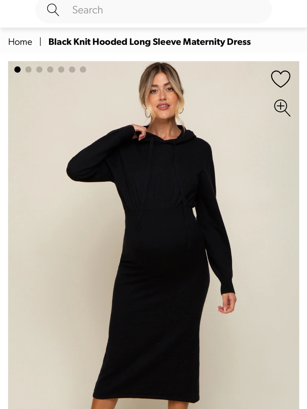 Pinkblush Black Hooded Long Sleeve Maternity Dress